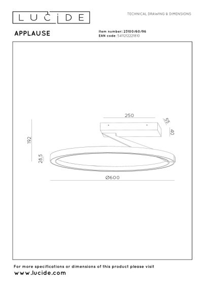 Lucide APPLAUSE - Flush ceiling light - Ø 60 cm - LED Dim. - CCT - 1x40W 2200K/4000K - Coffee - Premium